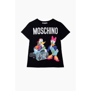 H&M x MOSCHINO x Disney Black Cotton Donald & Daisy Duck T-Shirt, Size S